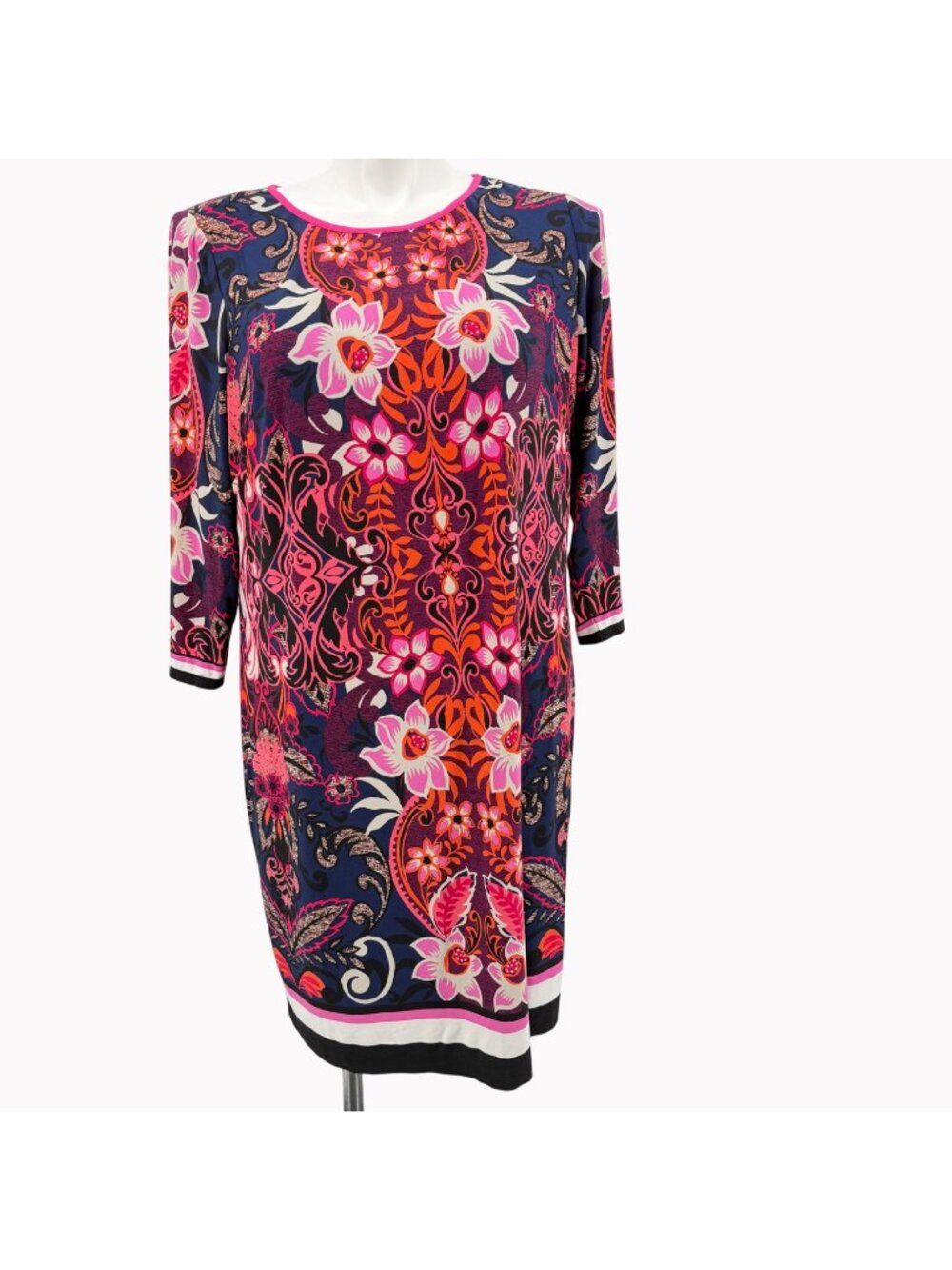 Eliza J Womens 16W Floral Print Sheath Dress Multicolor 3/4 Sleeve Back Zip